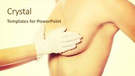  Presentation with breast surgery - Beautiful PPT theme featuring young woman before breast surgery backdrop and a cream colored foreground