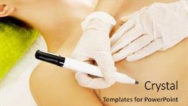  Presentation with plastic surgery - Colorful presentation enhanced with young woman before plastic surgery backdrop and a coral colored foreground