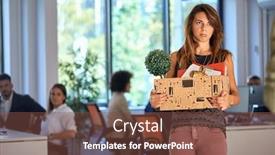  Presentation with woman sad - Colorful presentation theme enhanced with young-woman-being-sad backdrop and a tawny brown colored foreground