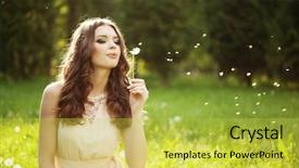  Presentation with dandelion - Beautiful PPT layouts featuring young woman blowing a dandelion backdrop and a yellow colored foreground
