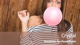  Presentation with young man and a woman - PPT layouts consisting of young woman blowing bubblegum background and a coral colored foreground