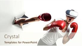  Presentation with boxing - Presentation design with young-woman-boxing-in-vr background and a cream colored foreground