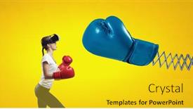  Presentation with boxing - Colorful slide deck enhanced with young-woman-boxing-in-vr backdrop and a yellow colored foreground