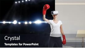  Presentation with boxing - Presentation theme enhanced with young-woman-boxing-in-vr background and a wine colored foreground