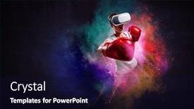  Presentation with boxing - Slide set enhanced with young-woman-boxing-in-vr background and a wine colored foreground
