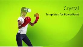  Presentation with boxing - Slide set with young-woman-boxing-in-vr background and a yellow colored foreground
