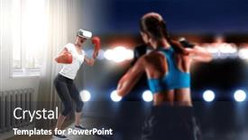  Presentation with boxing - Slides with young-woman-boxing-in-vr background and a wine colored foreground