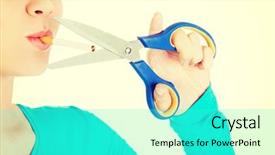  Presentation with cigarette - Audience pleasing presentation design consisting of young woman breaking a cigarette backdrop and a cyan colored foreground