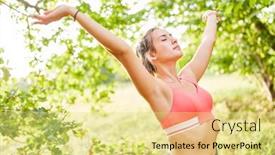  Presentation with breathing - PPT theme with young-woman-breathing-fresh-air background and a blonde colored foreground
