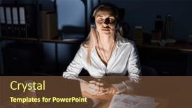  Presentation with worker - PPT layouts having young-woman-business-worker-relaxed background and a  colored foreground