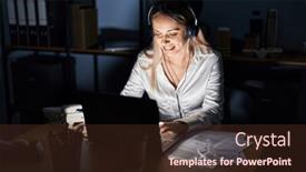  Presentation with working - Presentation theme with young-woman-business-worker-using background and a  colored foreground