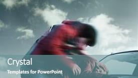  Presentation with crime - Presentation theme with young woman by crime background and a seafoam green colored foreground