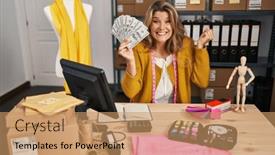  Presentation with success business - Presentation enhanced with young-woman-by-manikin background and a coral colored foreground