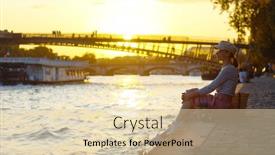  Presentation with paris france - Presentation featuring young-woman-by-the-river background and a lemonade colored foreground
