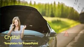  Presentation with car service - Slides consisting of young woman calling the roadside background and a tawny brown colored foreground