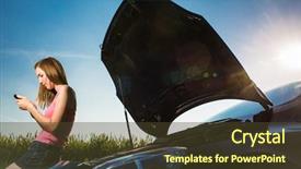  Presentation with car service - Audience pleasing theme consisting of young woman calling the roadside backdrop and a tawny brown colored foreground