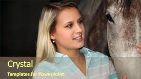  Presentation with warrior horse - Audience pleasing PPT theme consisting of young woman caressing a horse backdrop and a tawny brown colored foreground