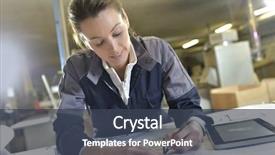  Presentation with carpenter - Amazing PPT theme having young woman carpenter designing plans in workshop backdrop and a tawny brown colored foreground