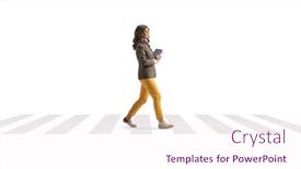  Presentation with books - Slide set featuring young-woman-carrying-books background and a pink colored foreground