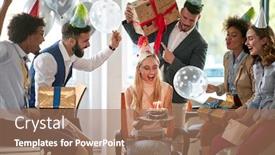  Presentation with birthday - Audience pleasing slide set consisting of young-woman-celebrating-birthday backdrop and a coral colored foreground