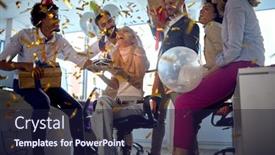  Presentation with celebrate office success - Cool new presentation with young-woman-celebrating-birthday backdrop and a wine colored foreground