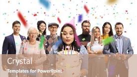  Presentation with white candles - Colorful PPT layouts enhanced with young-woman-celebrating-birthday backdrop and a coral colored foreground