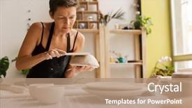  Presentation with pottery - Cool new presentation with young woman ceramic and pottery backdrop and a coral colored foreground