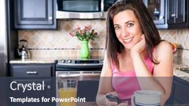  Presentation with cell - Presentation theme having young-woman-checking-her-cell background and a ocean colored foreground