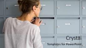  Presentation with pretty japanese - Theme with young woman checking her mail background and a light gray colored foreground