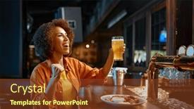  Presentation with sports bar sports bar - Presentation enhanced with young-woman-cheering-for-favorite background and a tawny brown colored foreground