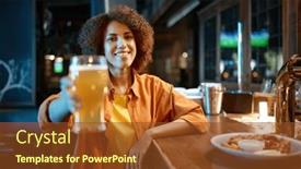  Presentation with sports bar sports bar - Slide deck having young-woman-cheering-for-favorite background and a tawny brown colored foreground