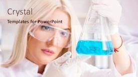  Presentation with working in a clinic - Presentation consisting of young woman chemist working in clinic lab background and a lemonade colored foreground