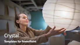  Presentation with modern color - Theme featuring young woman choosing the right background and a tawny brown colored foreground