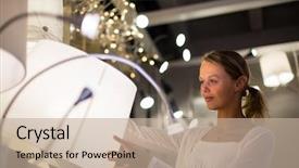  Presentation with modern color - Presentation theme enhanced with young woman choosing the right background and a mint green colored foreground