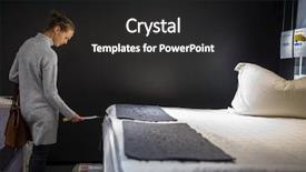  Presentation with apartment - Colorful slides enhanced with young woman choosing the right backdrop and a dark gray colored foreground