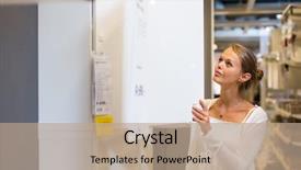  Presentation with modern color - Colorful presentation design enhanced with young woman choosing the right backdrop and a coral colored foreground