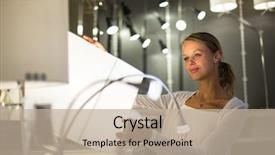  Presentation with modern color - Presentation design consisting of young woman choosing the right background and a mint green colored foreground