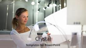  Presentation with modern color - Cool new PPT theme with young woman choosing the right backdrop and a  colored foreground