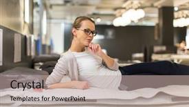  Presentation with modern color - Audience pleasing theme consisting of young woman choosing the right backdrop and a mint green colored foreground