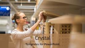  Presentation with doing the right thing - PPT theme having young woman choosing the right background and a coral colored foreground