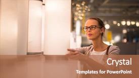  Presentation with modern color - Slide deck enhanced with young woman choosing the right background and a coral colored foreground