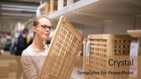  Presentation with modern color - Presentation design having young woman choosing the right background and a coral colored foreground