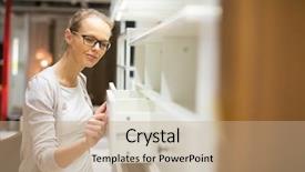  Presentation with modern color - Slide deck enhanced with young woman choosing the right background and a coral colored foreground