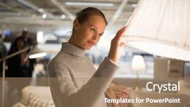  Presentation with apartment - Audience pleasing PPT theme consisting of young woman choosing the right backdrop and a coral colored foreground