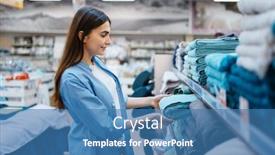 Presentation with linen - Beautiful PPT theme featuring young-woman-choosing-towel backdrop and a teal colored foreground