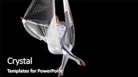  Presentation with circus - PPT theme featuring young woman circus air gymnast background and a black colored foreground