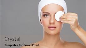  Presentation with cotton - PPT layouts featuring young-woman-cleaning-her-face background and a coral colored foreground