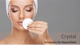  Presentation with cotton - Slide set consisting of young-woman-cleaning-her-face background and a coral colored foreground