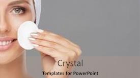  Presentation with cotton - Presentation design featuring young-woman-cleaning-her-face background and a coral colored foreground