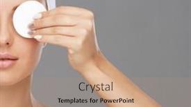  Presentation with cotton - PPT theme with young-woman-cleaning-her-face background and a coral colored foreground